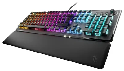 Produktbild von Turtle Beach Vulcan II – Mechanische PC Gaming-Tastatur, Tactile TITAN II Schalter, beleuchtete Tasten, abnehmbare Handballenauflage, DE Layout, Volle Größe (100%), Kabelgebunden, USB, Mechanischer Switch, RGB-LED, Schwarz