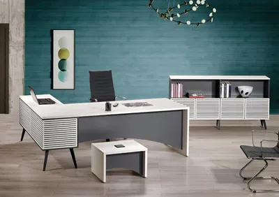 Produktbild von Arbeitstisch Eckbürotisch Komplette Büro Set 3tlg Holz Büromöbel Weiß