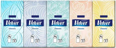 Zdjęcie produktu dla Chusteczki higieniczne VELVET classic, 3-warstwowe, 10x10 szt
