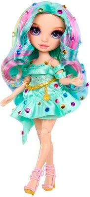Image de Poupée Mannequin Rainbow High Be Dazzling, Celine Turquoise, 28 cm, Avec applicateur de strass et accessoires