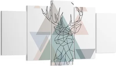 Produktbild von Bild auf Leinwand - Leinwandbild - Hirsch Abstraktion - 160x85cm - Wand Bild - Wanddeko - Leinwanddruck - Bilder - Kunstdruck - Wanddekoration - Leinwand bilder - Wandkunst - EA160x85-3909