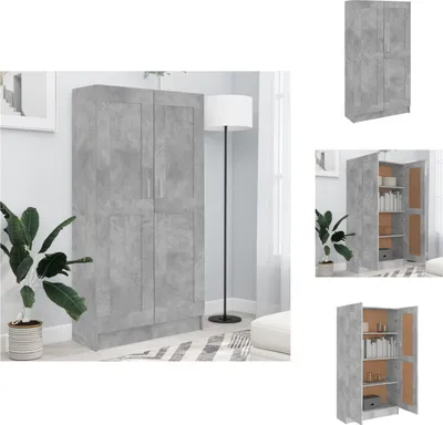 Productafbeelding van vidaXL Boekenkast, betonkleur, 82,5 x 30,5 x 150 cm, houtvezel - Boekenkasten & boekenschappen