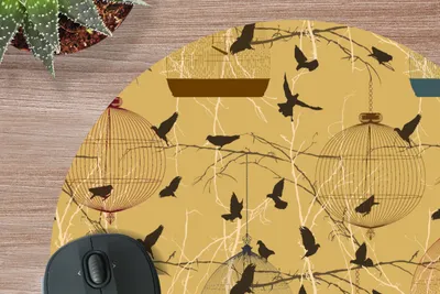 Produktbild von MuchoWow® Mauspad Mousepad Vogelkäfig - Vogel - Muster 40x40 cm - Mousepads - Maus Mat - Pad - Mausunterlage - Schreibtisch Accessoires