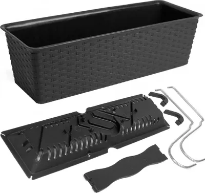 Produktbild von Blumenkasten 49x16x17,5 cm 12 Liter Selbstbewässerungssystem Geländerkasten Balkonkasten Ratolla Blumentopf Anthrazit