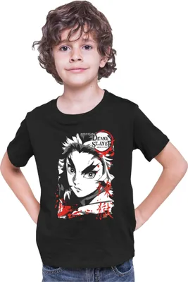 Immagine prodotto di Maglietta per bambini Demon Anime Slayer Kimetsu No Yaiba Kyoujuro Rengoku 005, 12-13 Jahr - 152 , Noir
