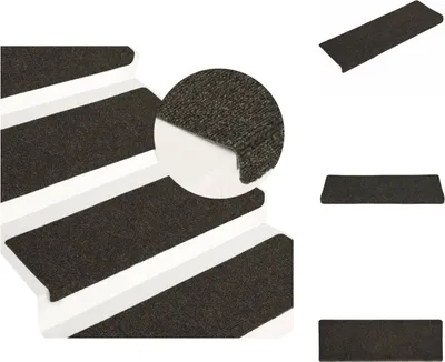Immagine prodotto di vidaXL Tappetini per scale 15 pz. Tessuto non tessuto agugliato 65x21x4 cm grigio - Tappetini per scale