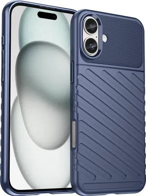 Produktbild von Mobigear Groove iPhone 16 Plus Hülle Flexibles TPU Backcover - Blau