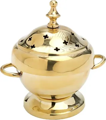 Produktbild von Räuchelschälchen Innenschale Weihrauchfass Gold Handarbeit Messing Deko 7555