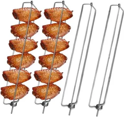 Produktbild von Vierer Grillset, Hähnchenflügelgrillzange, rostfreier Hähnchenflügelrek