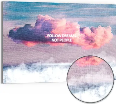 Produktbild von DEQORI Hybrid Leinwand Bild 90x60 cm 'Traumwegweiser' Wandbild Glas flach modern