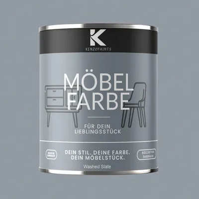 Produktbild von Kenzopaints 750ml Möbelfarbe Möbellack Buntlack Farbraum - Washed Slate