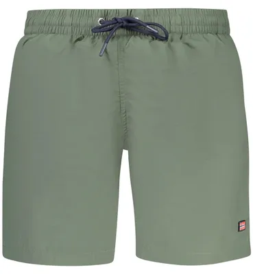 Produktbild von Grüne Herren-Badeshorts mit Kontrastdetails und elastischem Bund