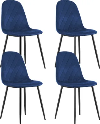 Produktbild von 4er Set Polsterstuhl Esszimmerstuhl Stuhl Wohnzimmerstuhl Polster, 4x blau mit schwarzen Beinen