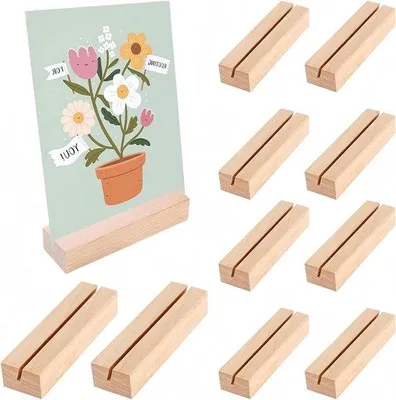 Image de Porte-cartes en bois, lot de 10, bois naturel