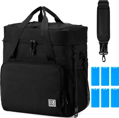 Produktbild von Brisby 4-lagig isolierte Kühltasche - Lunchtasche 40 Liter - Schwarz mit Orange