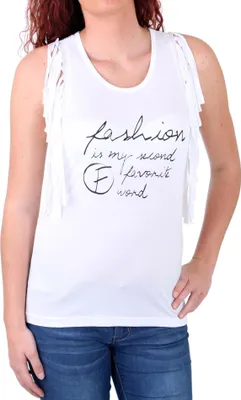 Produktbild von Madonna Top Damen TONYA Tank-Top Shirt mit Fransen Ärmel MF-408093 Weiß M