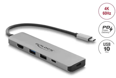 Obrázok produktu pre USB-C dokovacia stanica, 4K HDMI, USB hub, podpora PD3.1, 140W, sivá