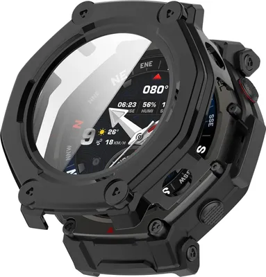 Produktbild von Strap-it Rugged TPU-Hülle, geeignet für Amazfit T-Rex 3 Pro - Optimaler Schutz - Schutzhülle - Schutz vor Kratzern und Stößen (Schwarz)