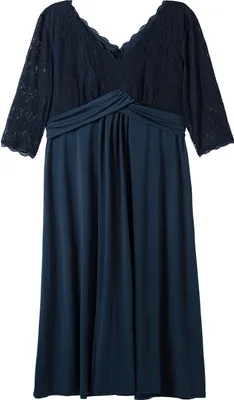 Produktbild von sheego Damen Große Größen Abendkleid mit Oberteil aus floraler Spitze Abendmode elegant V-Ausschnitt Spitze