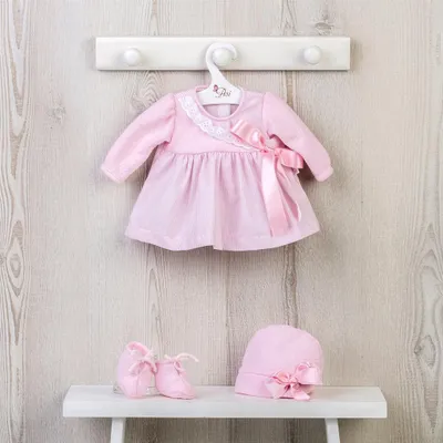 Produktbild von Asi Puppenkleidung - Kleid mit Mütze und Schuhen - rosa - Puppenoutfit