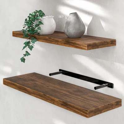 Produktbild von CASARIA® Wandregal Holz Dunkle Eiche Regal mit Halterung 15kg Tragkraft Hängeregal Küche Wohnzimmer Flur Wand Schweberegal Bücherregal Regalbrett Schwebend 70cm