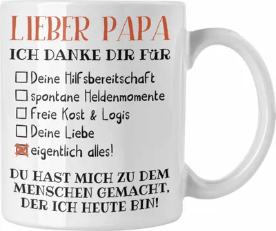 Produktbild von Trendation - Bester Papa Geschenk Vatertag Tasse mit Spruch Vater Geschenk von Tochter Sohn (Weiß)