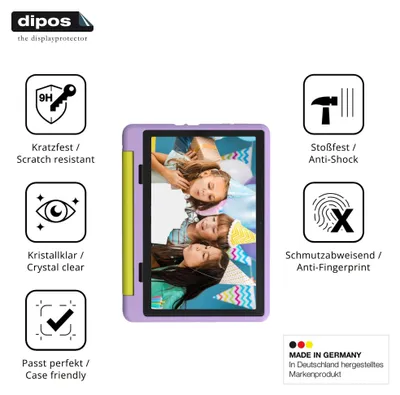 Produktbild von 2x Schutzfolie für Ainmel 1028 Kids Tablet 10.1 Zoll - Anti-Shock 9H Folie dipos Glass Kunststoffglas