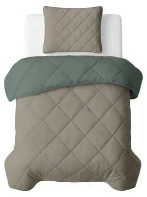 Immagine prodotto di Sleeptime, coperta per letto "Lazy", colore verde/taupe, 140 x 200 cm, con federa inclusa