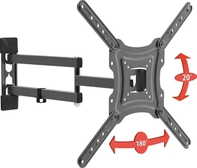Obrázok produktu pre Otočný držiak na stenu pre televízor s ramenom – vhodný pre obrazovky s uhlopriečkou 32" až 55" – VESA 75x75 až 400x400 mm – max. 30 kg – čierny [39685]