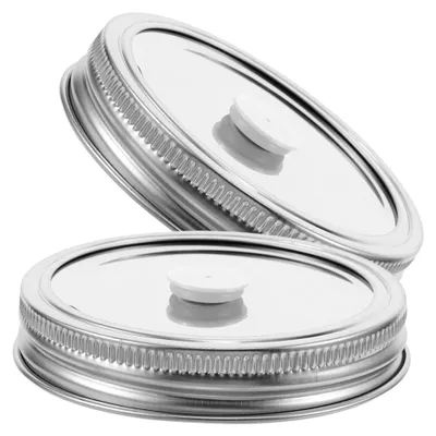 Produktbild von 2 Stück Edelstahl Einmachglasdeckel Vakuumiergerät Für Einmachgläser Mit Öffnung Luftdicht Auslaufsicher Für Lebensmittelkonservierung Und Fermentation
