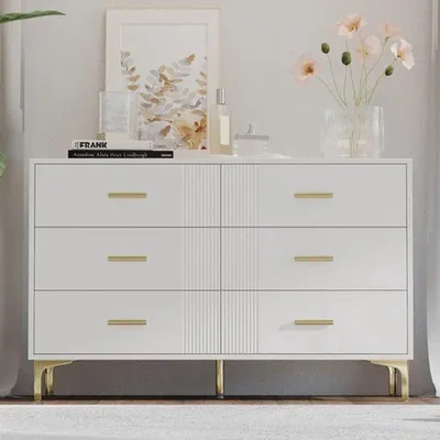 Immagine prodotto di Comodino con 6 cassetti - Mobiletto contenitore bianco per soggiorno e camera da letto - 120x40x82 cm