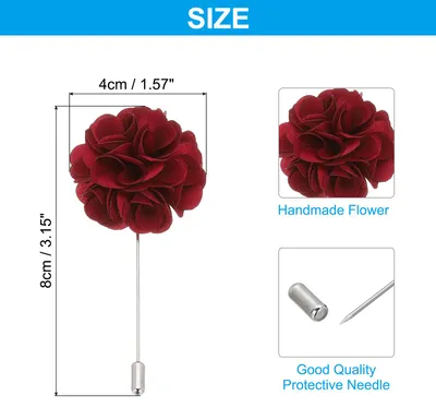 Produktbild von Blumenanstecker Pin, 1 Stš¹ck Reversnadel fš¹r Herren Camellia Blume fš¹r Anzug Hochzeit Abschluss Jubil?um Brosche Abschluss Outfit Zubeh?r, Weinrot