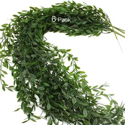 Image de Plantes grimpantes artificielles à feuilles vertes - 6 pièces - en plastique