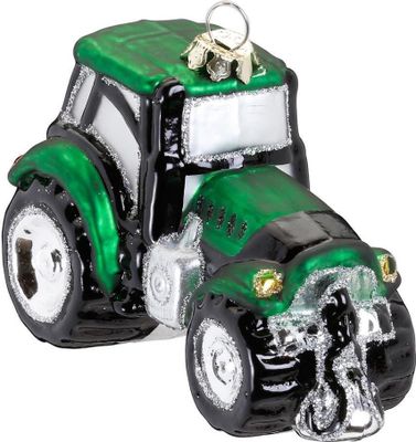 Christbaumschmuck Glas Traktor 9.5cm grün