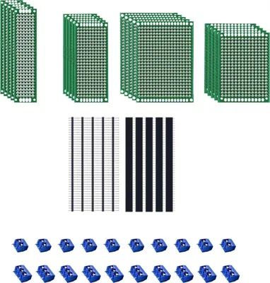 Produktbild von MMOBIEL 60x PCB-Lochraster Leiterplatte mit Schraubenklemmleisten 2 / 3 Pins männlich