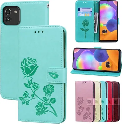 Zdjęcie produktu dla Pokrowiec König Design kompatybilny z Samsung Galaxy A03 z syntetycznej skóry - Etui na telefon komórkowy zielone