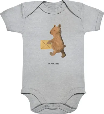 Produktbild von Mr. & Mrs. Panda Strampler Baby Bär Zuhause 1. - 3. Monat - Heather Grey - Geschenk, Babybody, baumwoll, babykleidung body, Teddy, babyanzug