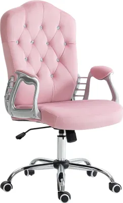 Produktbild von Bürostuhl Samt Drehstuhl Wippfunktion höhenverstellbar 120 kg Rosa
