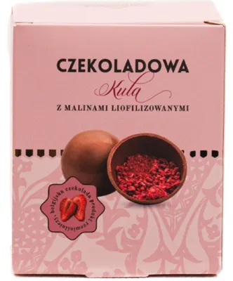 Produktbild von Schokoladenkugel mit gefriergetrockneten Himbeeren 45g - Schronisko Bukowina