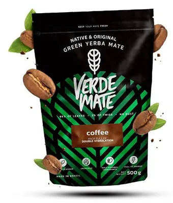 Produktbild von Verde Mate - Mate Tee Coffee Tostada 500g - Dicke Blätter 5mm - Geröstete Yerba Mit Gemahlenem Kaffee - Nussiges Aroma - Brasilien