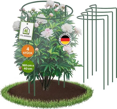 Produktbild von TTL GARDEN Strauchstützen 160x40cm 4er Set – Pflanzenstütze Stahl grün Ø5,5mm