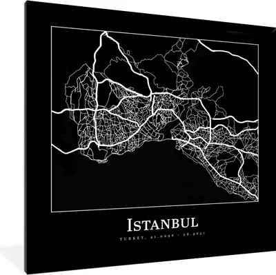 Produktbild von MuchoWow® Gerahmtes Poster Stadtplan - Istanbul - Karte 40x40 cm - Poster mit Schwarzem Bilderrahmen Wandposter Rahmen Foto Bilder - Mit Rahmen - Wanddekoration Schlafzimmer