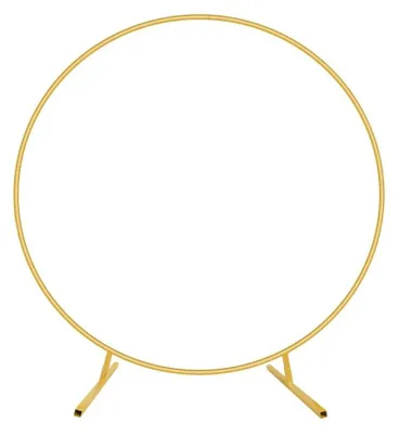 Obrázok produktu pre Kruhová svadobná dekorácia – kovový rám, výška 2 metre – kruhový pozadie na dekoráciu – pozadie pre fotobudku – dekorácia na vnútorné a vonkajšie oslavy – zlatá farba