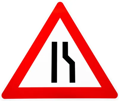 Produktbild von ORIGINAL Verkehrsschild Nr. 121-10 * Einseitig verengte Fahrbahn, Verengung rechts * SL 900 mm nach StVO und RAL-Gütebedingungen Achtung Warnschild Straßenschild Gefahrenzeichen Schild Gefahrenschild