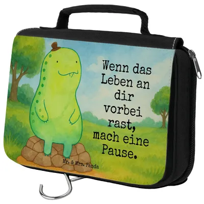 Produktbild von Mr. & Mrs. Panda Kulturbeutel Schildkröte Pause Design - Weiß - Geschenk, Panzer, Waschtasche, Entspannen, Achtsam, Kosmetiktasche, badtasche, Kulturtasche