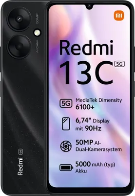 Zdjęcie produktu dla Xiaomi Redmi 13C 5G 17,1 cm (6,74") Dual SIM Android 13 USB Type-C 4 GB 128 GB 5000 mAh Czarny