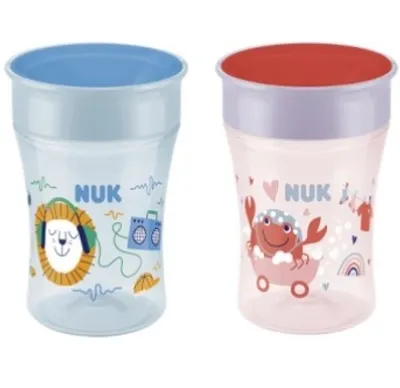 Two Nuk Magic Cups are shown side-by-side against a white background.
