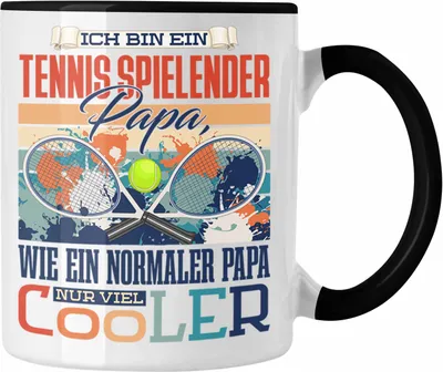 Produktbild von Trendation - Tennis Papa Tasse Geschenk Vater Geschenkidee zum Vatertag Hobby Tennis Spielendr Papa Spruch Lustig (Schwarz)