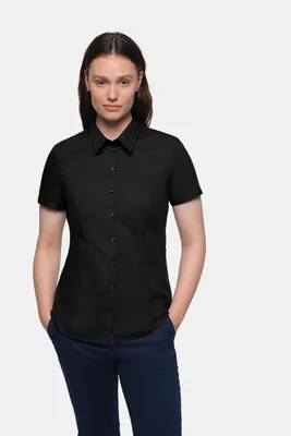 Produktbild von HAKRO Business Kurzarm-Bluse 112 schwarz, 2XL