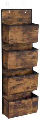 Image de Organiseur suspendu à 4 compartiments, étagère suspendue, organiseur pour armoire, rangement suspendu, organiseur de porte, chambre et salon, 12 x 33,5 x 100 cm, marron vintage RDH004X01